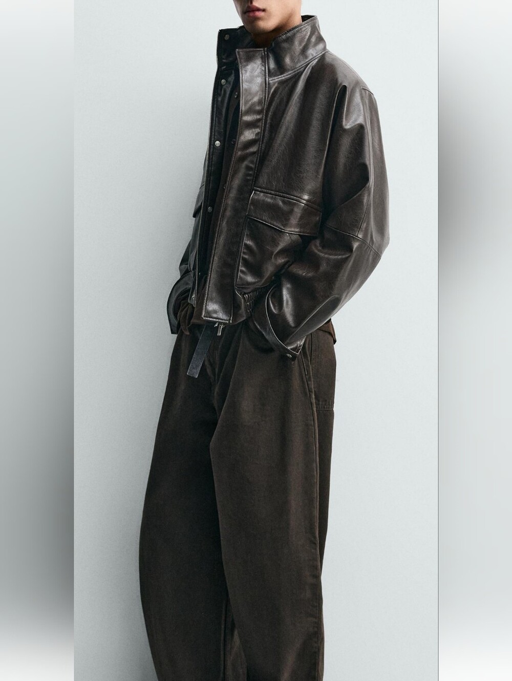 Zara Faux Leather Cropped Jacket - Picture 6 of 11